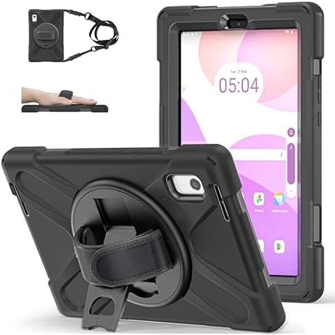 TSQQST Case for Lenovo Tab M9 9.0 Inch 2023 Model TB-310FU for Kids | Heavy Duty Rugged Shockproof Protective Case with [360 Rotating Stand] & Hand Strap, Function Cover for Lenovo M9 Tablet | Black Cover