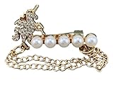 Gold - Tone Unicorn Brooch with Pearls & Rhinestones | Fairy - Tale Inspired Fashion Pin