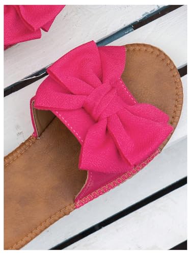 Image of GORGLITTER Women's Bow Flat Sandals Open Toe Slip On Slide Slipper Shoes | Sandals Women Comfortable, Dressy Sandal Women, Y2k Shoes, Dress Slippers for Women, Flats