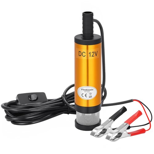 flintronic Bomba Sumergible de Agua/Aceite Diésel de Combustible con Clip, 12 V, 38 mm, para Coche, Caravana, Barco Marino