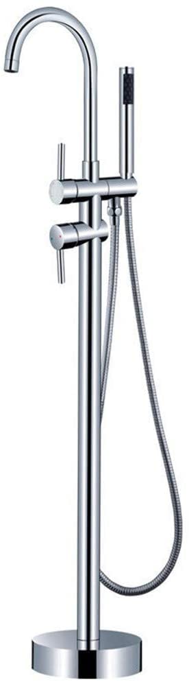 Remplissage de baignoire au sol or rose, ensemble robinet mitigeur et douche
