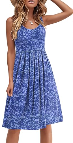 Image of Akihoo Women Summer Casual Sleeveless Midi Plain Pleated Tank Vest Dresses