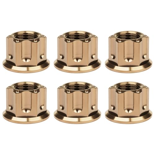Image of Titanium M6 M8 M10 M12 M14 M16 Flange Bolt Nut Bicycle Motorcycle Rear Axle Car Modification Accessories Pack of 6 (M12 Pitch 1.25mm, Bronze)