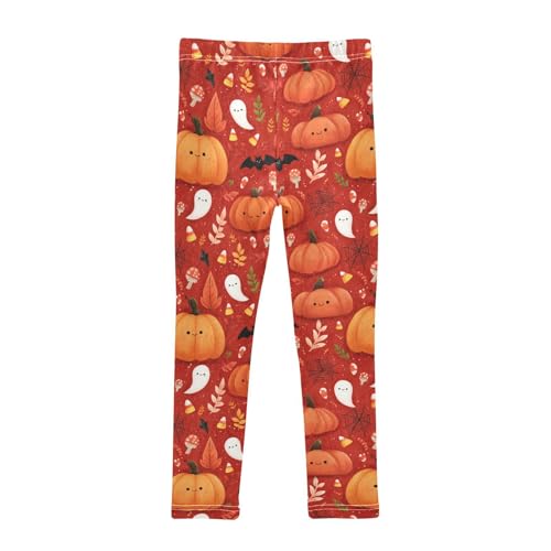 Girls Leggings Halloween Ghost Pumpkin Kids Length Leggings Pants Toddler Athletic Soft Red Tights Trousers 4T2