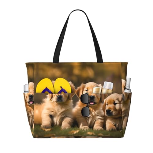 Sac à bandoulière contre la pluie et l'humidité grand sac fourre-tout Golden Retriever