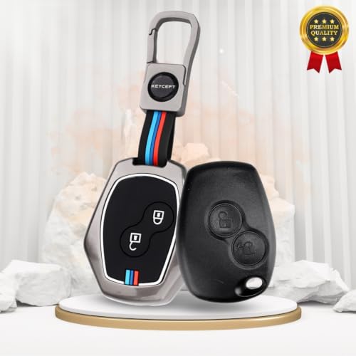 Image of KEYCEPT 2 Button Remote Keyshell Compatible with Renault Logan , Duster , Verito , Lodgy with Metal Key Cover and Keychain(Keyshell & Metal Cover)