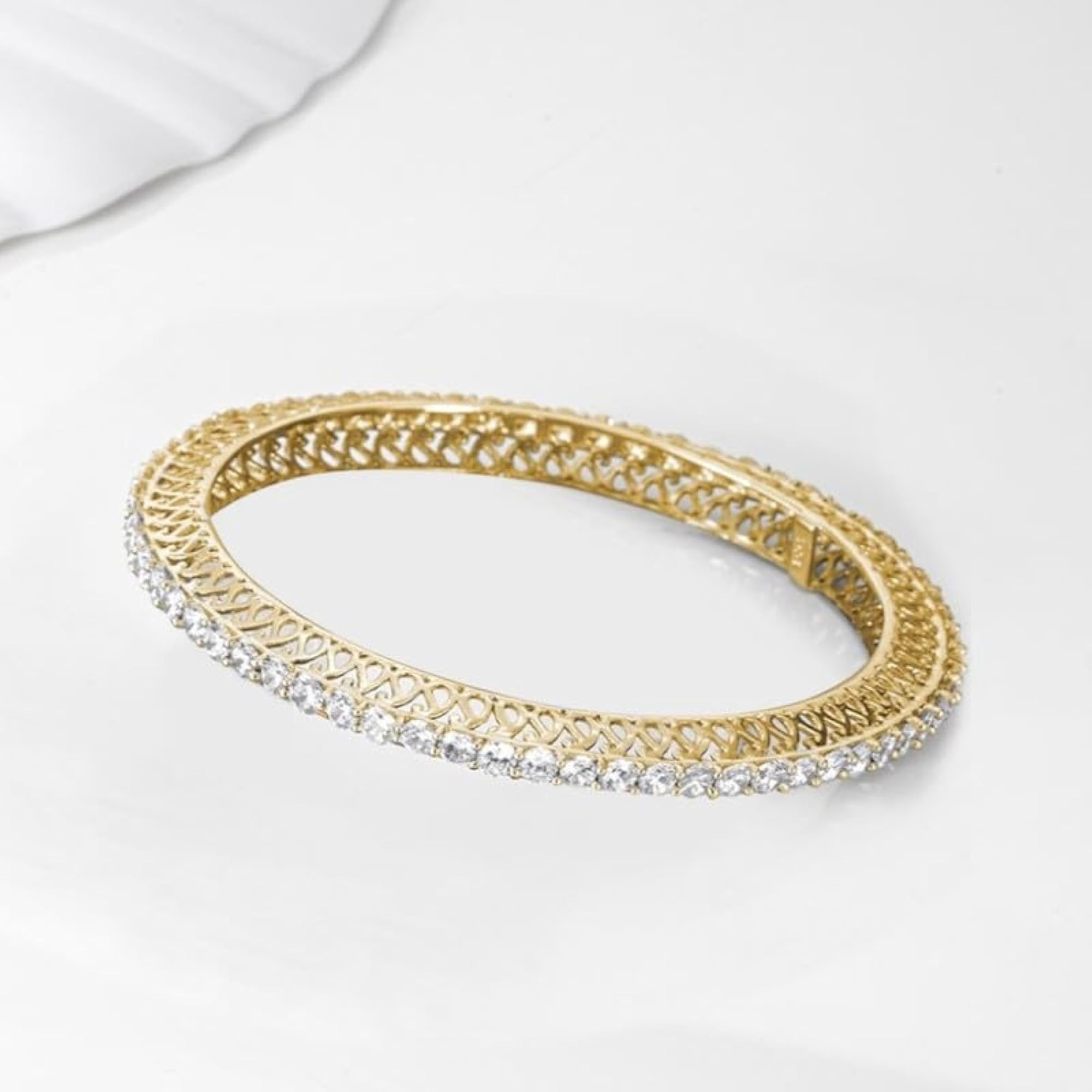 925 Silver CZ Plated Bangle for Women with Stamp