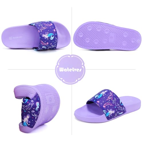 Image of WateLves Girls & Boys Slide Sandals Kids Summer Slippers Slip On for Outdoor Beach Pool Shower (Little Kid /Big Kid)