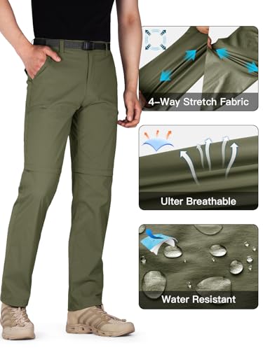 Free Soldier 6941489300844 Men'S Outdoor Convertible Hiking Pants With Belt Lightweight Quick Dry Tactical Cargo Pants Nylon Spandex thumb #3