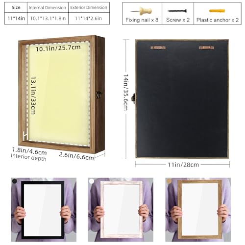 Image of TJ.MOREE Shadow Box 11x14 Memory Display Case Wood Picture Frame Carbonized