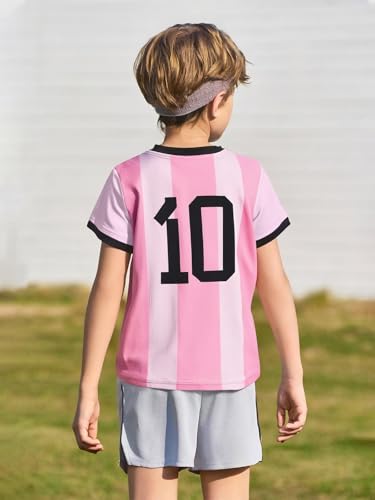 Image of Soccer Jersey Kids Boys Argentina Jersey Shirt Soccer Boys Tshirts Round Neck Short Sleeve Top