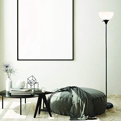 Newhouse Lighting NHFL-CH-BK Charles 71 inch Modern Standing, Torchiere Floor Lamp for Bedrooms, Living Room, Office, Reading, Includes Free LED Light Bulb, Black