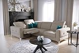 Ecksofa Malibu Relax mit Schlaffunktion – 185×250 cm – Stoff Gemma - höhenverstellbare Kopfstützen – Moderne Metallfüße (Beige, Links)