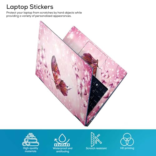 Image of Galaxsia Pink Butterfly Full Body Vinyl Laptop Skin /Sticker /Cover Upto 15.6 Inches Laptops Laminated-Removable-HD Quality Compatible for Hp-Dell-Sony-Lenovo-Asus etc.(15x10 Inches)