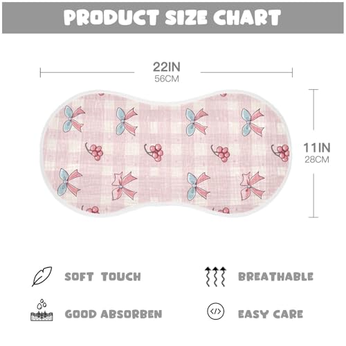 vvfelixl Gingham Kawaii Cherry Burp Cloths for Baby Boy Girls Baby Washcloths Burp Rags 1 Pack2