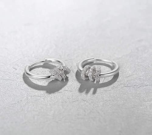 Solid 925 Sterling Silver with White/Yellow/Rose Gold Plated Hoop Earrings with Ball Earrings Dangle Drop Fine Jewellery Gift for Women Girls - Diameter: 15 mm