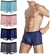 [Pazalor] ボクサーパンツメンズ 通気 吸水速乾 抗菌防臭 スポーツ ストレッチ 前閉じ 4枚セット日常着 男性 下着 アイスシルクボクサーパンツセット