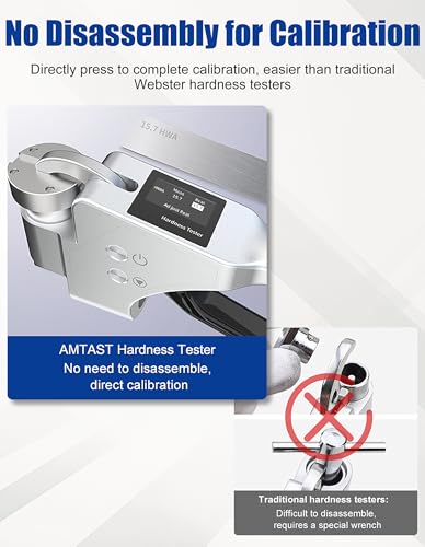 Image of Digital HWA Hardness Tester 6-in-1 Hardness Tester with HWA, HRE, HRF, HRB, HV, HB Systems Portable Hardness Tester for Aluminum Alloy, Brass, Copper, Mild Steel (Model AMT308)