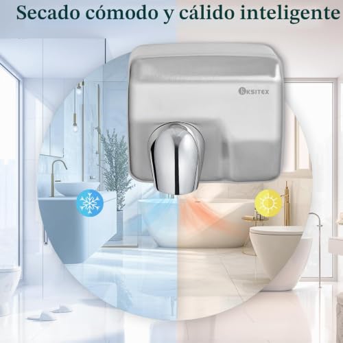 Miniatura 7 de Ksitex Secador De Manos Comercial, Acero Inoxidable Secador Eléctrico De Pared De Alta Velocidad, 2300w, Con Sensor Automático Para Baños, Aseos Públicos