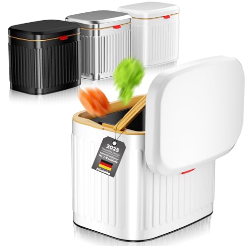 Cubo de compost de acero inoxidable para cocina, cubo de basura para colgar con tapa, contenedor de compost de cocina de 4 litros para la encimera, recipiente de compost debajo del fregadero o soporte