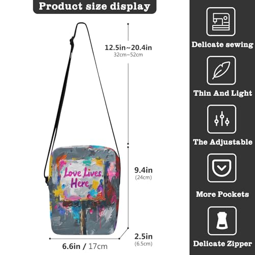 Text Love Lives Here small messenger bag for men Crossbody Bags For Women Small Casual Everyday Purse Adjustable Strap for Outdoor Daily Travel3