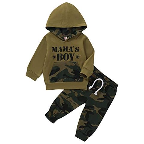 Camo Baby Boy Girl Clothes Ruffle Romper Camouflage Outfits Newborn T-Shirt Hoodie+Camo Pants Clothing Set with Headband - - 12-18 Months Cover