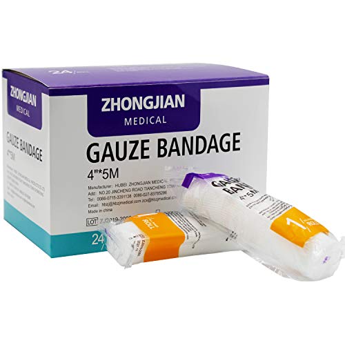Gauze Bandages 4 inches x 5.5 Yards - 24 Pack Premium Gauze Roll for Wounds - Medical Grade First Aid Wound Care