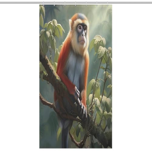 Rideau de douche singe en polyester imperméable 92x183cm