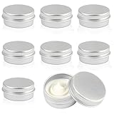 8 PCS 1/2 Oz 15ml Aluminum Tin Cans, Small Tin Jars Containers with Lids Refillable Travel Cosmetic Containers Salve Containers Lip Balm Tins for Salves, Lotion Bars, Beard Balms, Candles