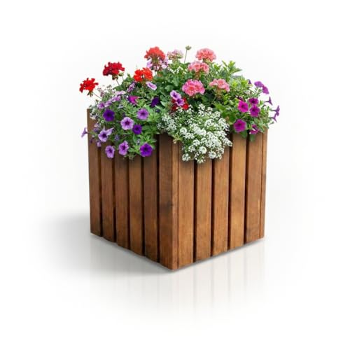 Mega Holz Pflanzkübel TAVO35 34x37x35 cm - Wetterfester Blumenkasten aus imprägnierter Kiefer für Garten, Balkon & Terrasse - Kräuterbeet aus witterungsbeständigen Holz für Innen- & Außenbereich