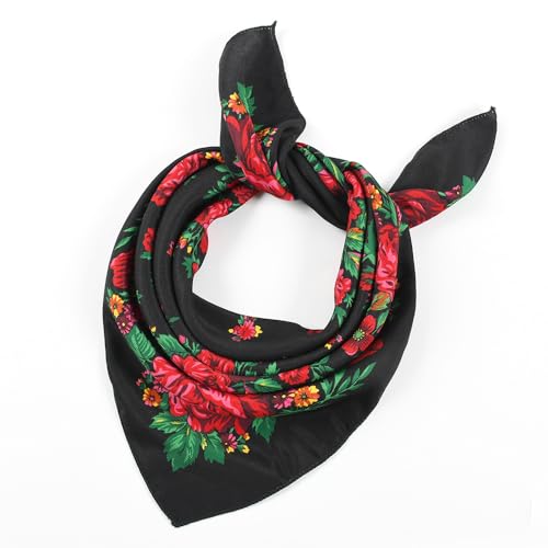 Spring And Autumn Bohemian Style Flowers Head Scarf Shawl,70x70cm Russian And Ukrainian Style Square Shawls Scarves4
