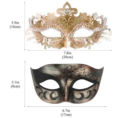 Image of Coddsmz Couple Masquerade Mask Set - Venetian & Mardi Gras Mask for Women & Men