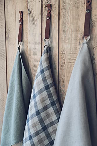 Kitchen Dish Towels, 100% Linen Super Absorbent Natural Tea Towels Size: 20 X 27 In, Set Of 3 Soft Linen Towels In Sage Green, Natural, Checked Colors, Handmade Gift #TOP2
