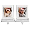Stocking Holders for Mantle–Set of 2 Picture Frame Stocking Holder–Two White Photo Christmas Stocking Hanger