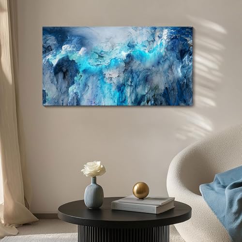 Image of Mofutinpo Blue Canvas Wall Art Modern Abstract Wall Decor for Living Room Contemporary Pictures for Bedroom Wall Decor Artwork for Walls Dinning Room Decoration Wall Navy Blue Office Decor20x40IN