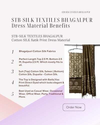 Image of STB-SILK TEXTILES BHAGALPUR Women's Cotton Silk Handcrafted Batik Print Unstitched Salwar Suit Dress Material With Duputta (Maroon)