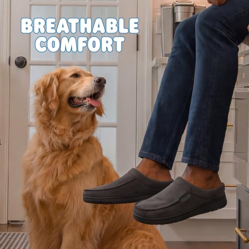 Image of Dearfoams Men's Brendan Indoor /Outdoor Breathable Memory Foam Clog House Shoe with Wide Widths Slipper