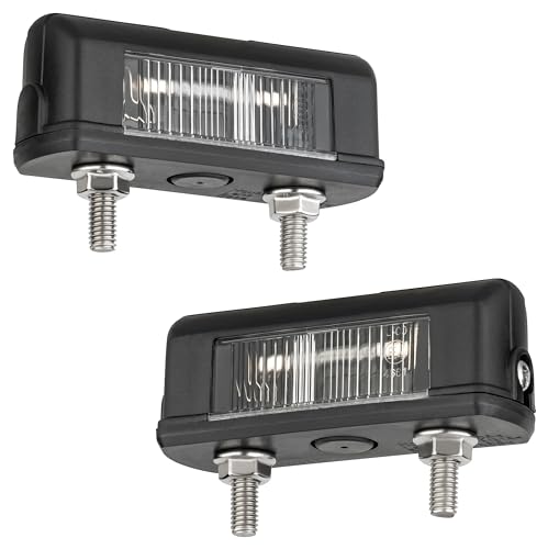 AUTOLIGHT 24 2x Kennzeichenbeleuchtung 12V Anhänger PKW LKW E-Prüfzeichen StVO zugelassen inkl. C5W Soffitte Universal Nummernschildbeleuchtung 81x30x28mm Lochabstand 45mm