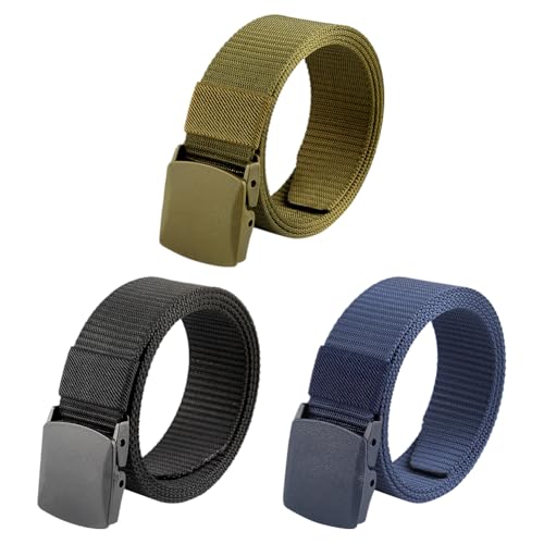 3 Pcs Nylon Canvas Belts Outdoor Fabric Belts Plastic Buckle Belts Adjustable Metal Free Belts Quick Release Work Belts
