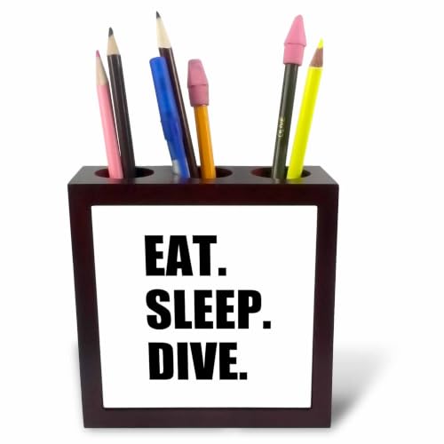 3dRose Eat Sleep Dive - passionate about diving - high board or scuba diver 5 inch tile pen holder