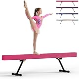 EL&IT·Wings 8ft Gymnastic Balance Beam,Adjustable High and Low Level Floor Beam - Highly Stable - Gym Practice Training Equipment for Kids Children Girls Home (Magenta)