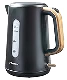 Bestron Wasserkocher mit 360° Basis, inkl. Kochstopp-Automatik & Trockenlaufschutz, 1.7 Liter Fassungsververmögen, 2200 Watt, AWK2200BW, Farbe: Schwarz / Holz