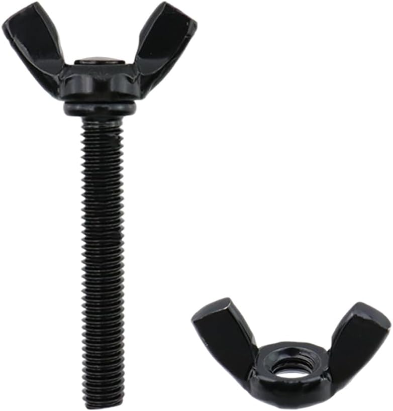 10 Sets 1/4" x 1-1/2" Wing Screw Bolts and Wing Nut Kits, Black 304 Stainless Steel Thumb Butterfly Wing Hand Bolts with Nuts Fasteners Assorted Kit, Butterfly Screws(M6*40mm)