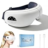 Masajeador de ojos con alivio de la migraña por calor equipado con función de masaje, regalos relajantes para mujeres u hombres, batería recargable de larga duración, dispositivo de calor ocular suave