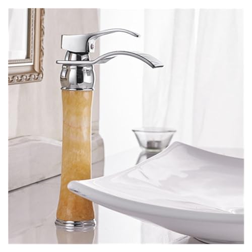 Mélangeurs gold waterfall anti-calcaire en laiton et marbre pour vasque