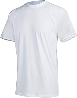 QRANSS Men's Solid Rashguard UPF 50+ Swim Shirt Mens Sprint UPF 50+ Sun Protective Rash Guard Shirt