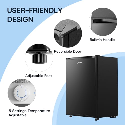 Image of Upstreman 3.0 Cu.ft Small Mini Freezer Upright Freezer Black with Reversible Door, Fast Cooling, 5 Adjustable Thermostat, Stand Up Freezers with Ice Trays Defrosting Tools for Home, Dorm (Black)