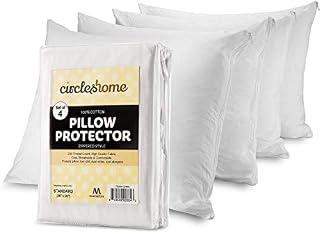 CIRCLESHOME Pillow Protectors 4 Pack Standard Zippered | 100% Cotton Breathable Pillow Covers