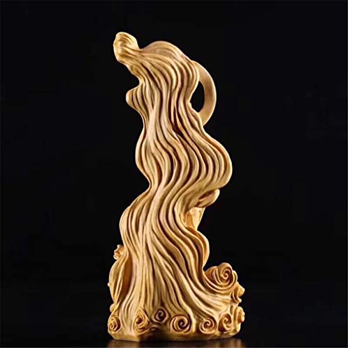 N/A Solid Wood Cypress Guanyin Statue,Chinese Buddha Statue Modern Hand-Carved Home Living Room Feng Shui Decoration (Color : A, Size #TOP3
