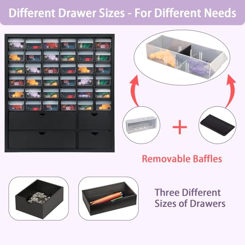 Image of VERANI Solid Wood Minifigures Miniature Storage Organizer - Figurines Collectibles Cabinet Wall Mount Figure Organizer for Action Figure Small Objects, Tool Storage - Black